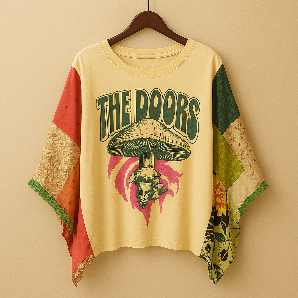LA WOMAN Vintage-Wash Boho Poncho Tee